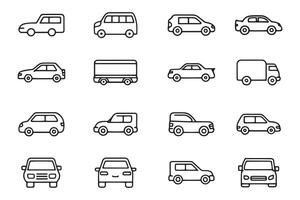 Car, automobile, vehicle editable icon set flat illustration on white background. vector