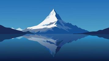 The Matterhorn mountain majestically reflected in a serene lake, showcasing its iconic peak against a clear sky illustration vector