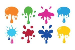 Ink drops and splashes. Blotter spots, liquid paint drip drop splash and ink splatter Best collection set flat illustration vector