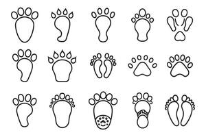 Footprint step 15 pcs icons set isolated on white background flat illustration. vector