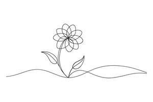 A minimalist Line illustration of a flower One line continuous line art illustration on white background. vector