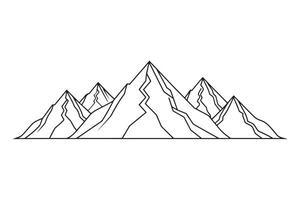 A minimalist line drawing depicting mountains One line continuous line art illustration on white background vector