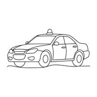 Police car One line continuous line art illustration on white background vector