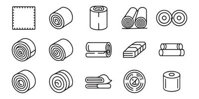 Fabric roll related icons set isolated on white background flat illustration vector