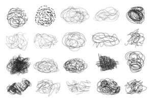 Abstract chaotic scribble lines collection on white background vector