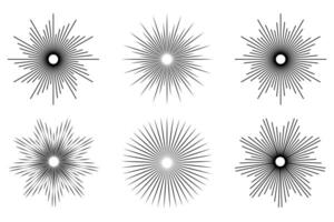 Sunburst element. Round, radial sunburst, Set of icons of stars. Circular beans, Sun ray . vector