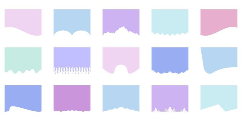 Set of Divider Shapes for Websites. Abstract Design Elements for Top and Bottom of Web Pages. Collection of Wave Shapes, Curved Lines, Drop Separator Effects. Isolated Illustration