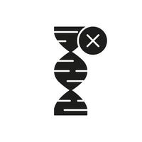 DNA Helix Silhouette Icon with Prohibition Symbol. Genetic Modification Errors in Biotechnology and Scientific Studies. Isolated Illustration vector