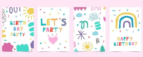 shape paper cut out background with rainbow party vector