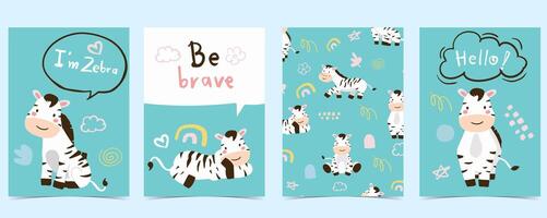 cute zebra template background for a4 vertical design vector
