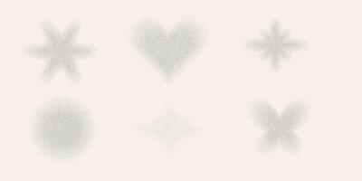 Grain dot stipple y2k abstract geometry shapes. Noise sand dust Retro aesthetic 2000s style. stipple halftone dotwork vector