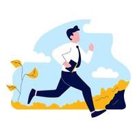 Employee Businessman Man Running Fast Go to Work with Park Background vector