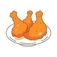 Delicious Fried Chicken Drumstick Fast Junk Food on a Plate vector