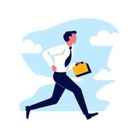 Employee Businessman Man Running Fast Go to Work with Holding Suitcase vector