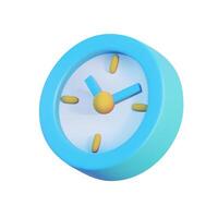 3D rendering of a blue alarm clock isolated on a white background. Minimalist design concept illustrating the concept of time management. Ideal illustration for business, education vector