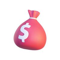 3D rendering of a money bag isolated on a white background. High-quality illustration ideal for finance, savings, and investment themes. Perfect for use in business, e-commerce, and financial planning vector