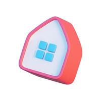 3D rendering of an abstract pink house isolated on a white background. High-quality illustration featuring a modern and stylized design, ideal for real estate, interior design, and creative projects. vector