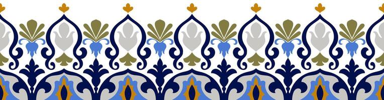 Abstract pattern long border. Carpet border. Seamless horizontal pattern. Ethnic Tribal Flowers vector