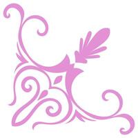 Pink vintage corner, thin line Victorian Middle Ages Fancy black monogram frames, design elements collection, abstract icons, simple symbols of flowers vector