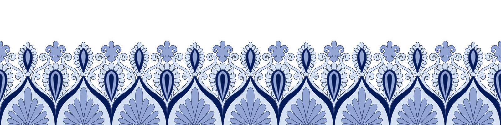 blue brush Seamless pattern of borders For making carpet frames Ceramics and tiles