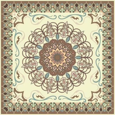 light colored carpet Rounded corners of a rug for decorating a rectangular room abstract mandala