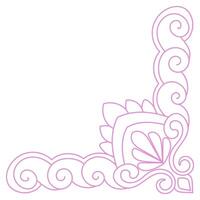Pink vintage corner, thin line Victorian Middle Ages Fancy black monogram frames, design elements collection, abstract icons, simple symbols of flowers vector