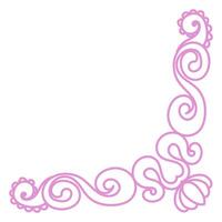 Pink vintage corner, thin line Victorian Middle Ages Fancy black monogram frames, design elements collection, abstract icons, simple symbols of flowers vector