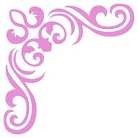 Pink vintage corner, thin line Victorian Middle Ages Fancy black monogram frames, design elements collection, abstract icons, simple symbols of flowers vector