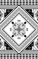 Detailed abstract patterns, black lines, mandala flowers. Fabric borders and carving vector