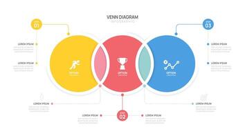 Infographic Circle Venn diagram chart template for business start up presentation with venn diagram elements illustration. vector