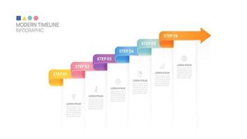 ladder Infographic 6 steps to success growth template. Business process. illustration. vector