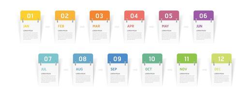 Infographic template for business. 12 Months modern Timeline element diagram calendar, 4 quarter steps infographic. vector