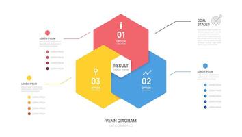 Venn diagram infographic chart template for business start up presentation with venn diagram elements illustration. vector