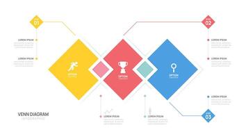 Infographic geometric Venn diagram chart template for business start up presentation with venn diagram elements illustration. vector
