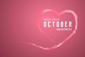 pink Heart ribbon with text Breast cancer awareness, The ribbon has a soft gradient effect, giving it depth and a sense of movement vector