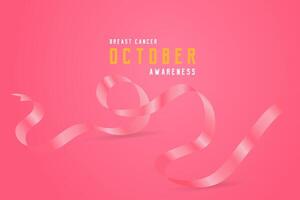 The ribbon has a soft gradient effect, giving it depth and a sense of movement. pink Heart ribbon with text Breast cancer awareness vector