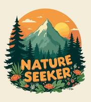 a tshirt design for nature is shown with a mountain in the background vector