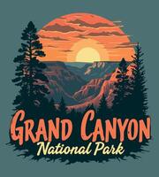 a tshirt design for grand canyon national park with trees and mountains in the background vector