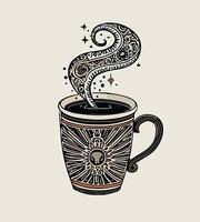 a cup with a spoon in it that says sun on it vector