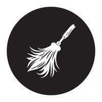 icon of a witch and a flying broomstick vector