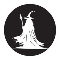 icon of a witch and a flying broomstick vector