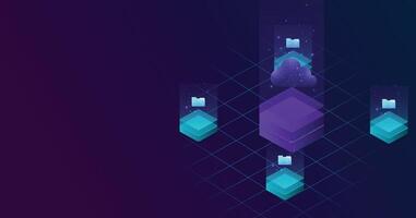 Document management and Data transfer through cloud technology. vector