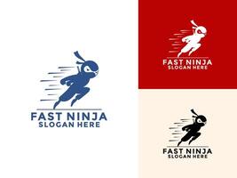 Fast Ninja logo design concept, Run Ninja Faster logo design template vector