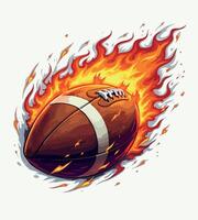 a football in fire with flames and a football in the middle. vector