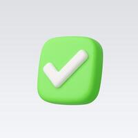 3d Realistic Check mark button vector