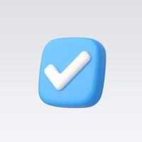 3d Realistic Check mark button vector