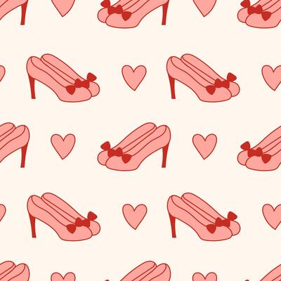 Women Shoes Doodle Seamless Pattern