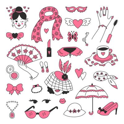 Coquette Doodle Symbols Set