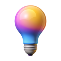 Gradient light bulb 3d rendered icon isolated on the transparent background png