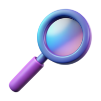 Gradient magnifier 3d rendered icon isolated on the transparent background png